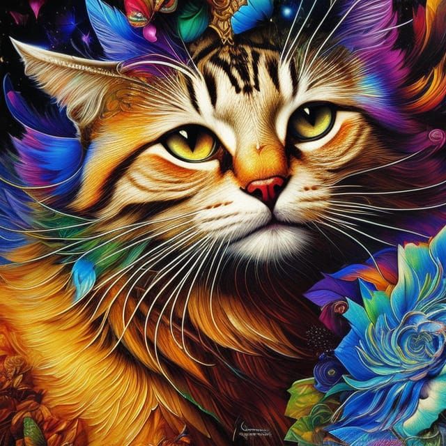 Elegant Cheshire Cat Digital Art in Rendered Style