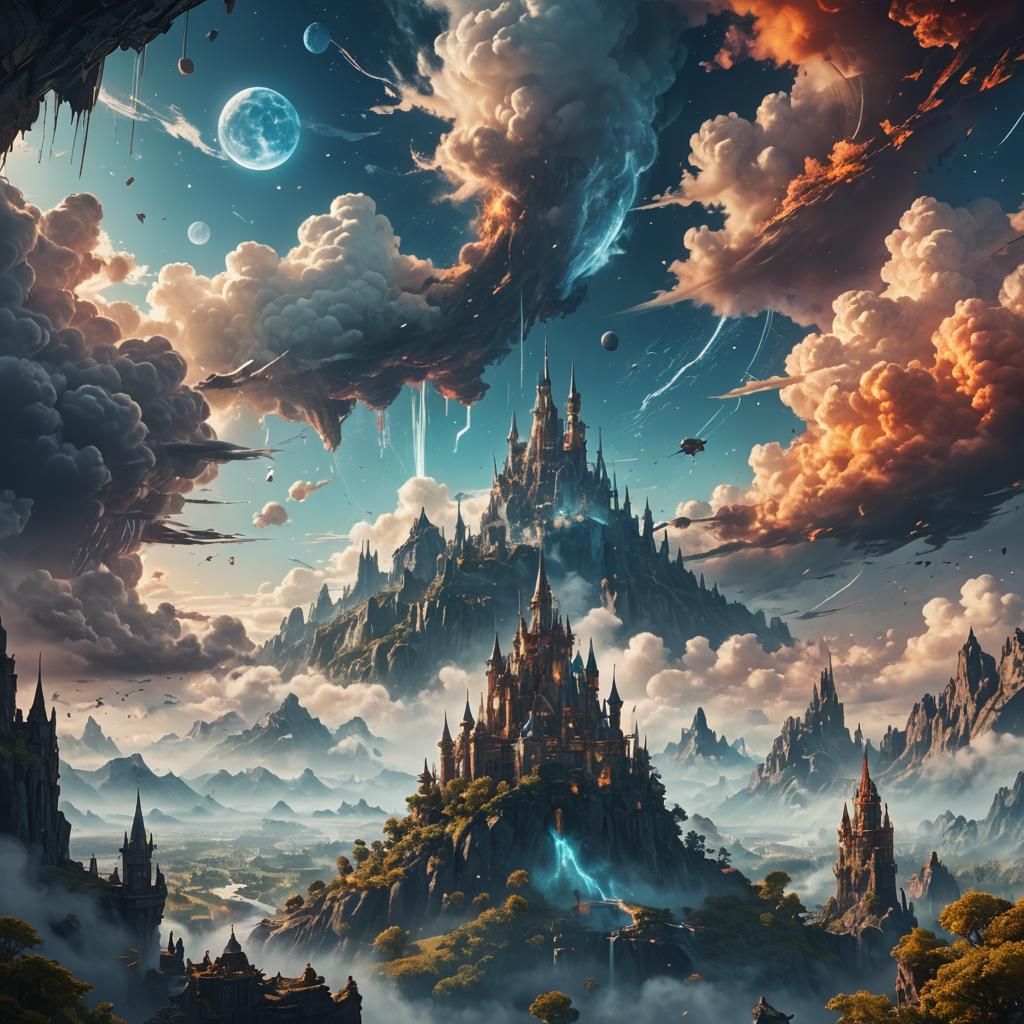 Fantastical Sky World: Double Exposure Concept Art