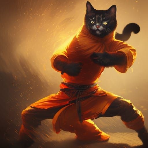 Kung Fu Fighting Cats Concept Art in 8k