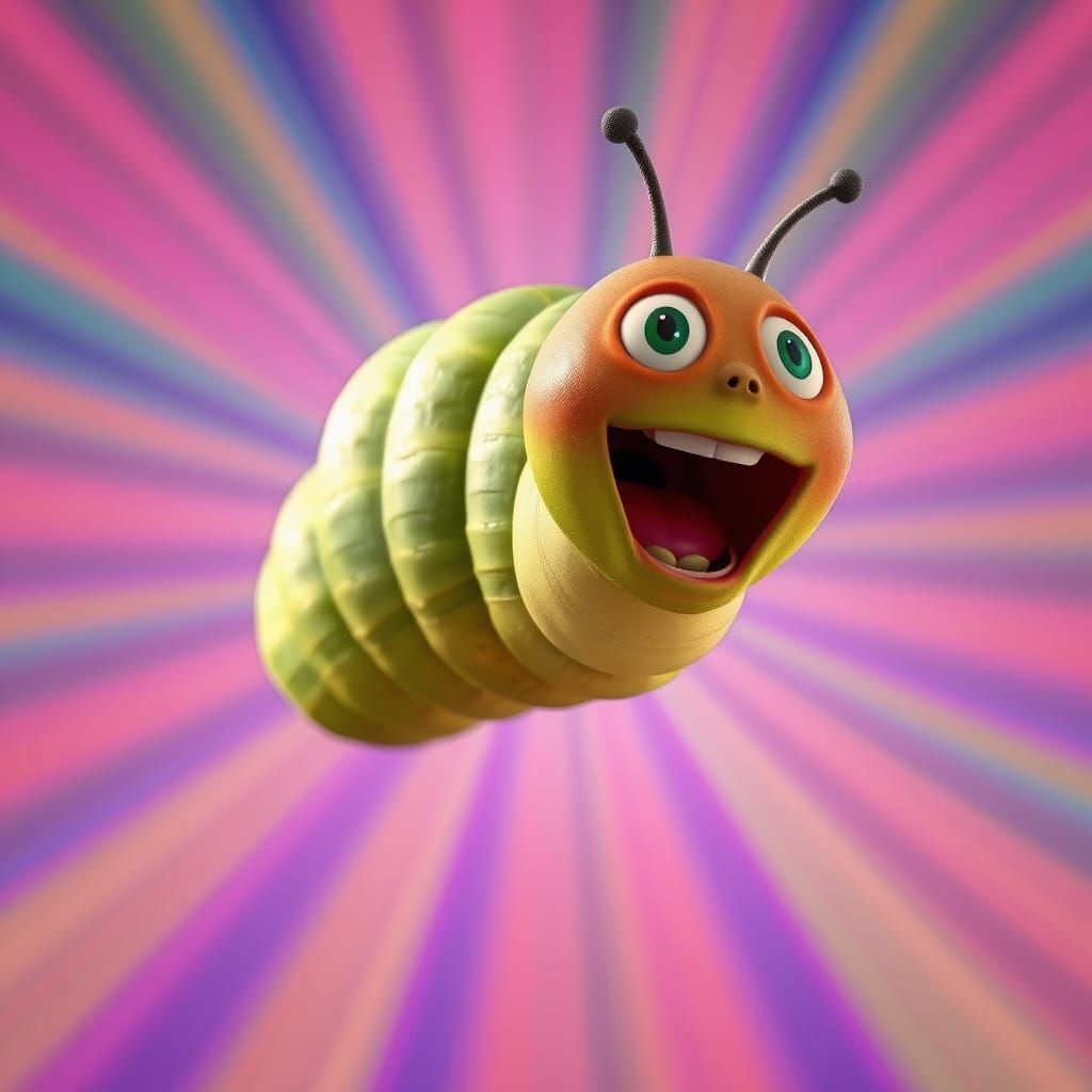 Excited Caterpillar's Chrysalis Transformation: 3D Animation