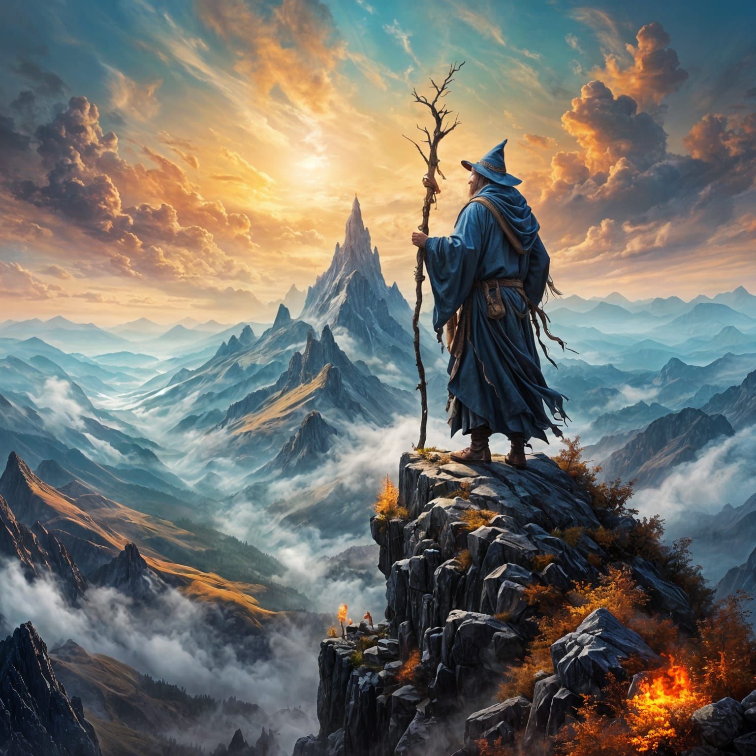 Ethereal Wizard on Mountain Peak