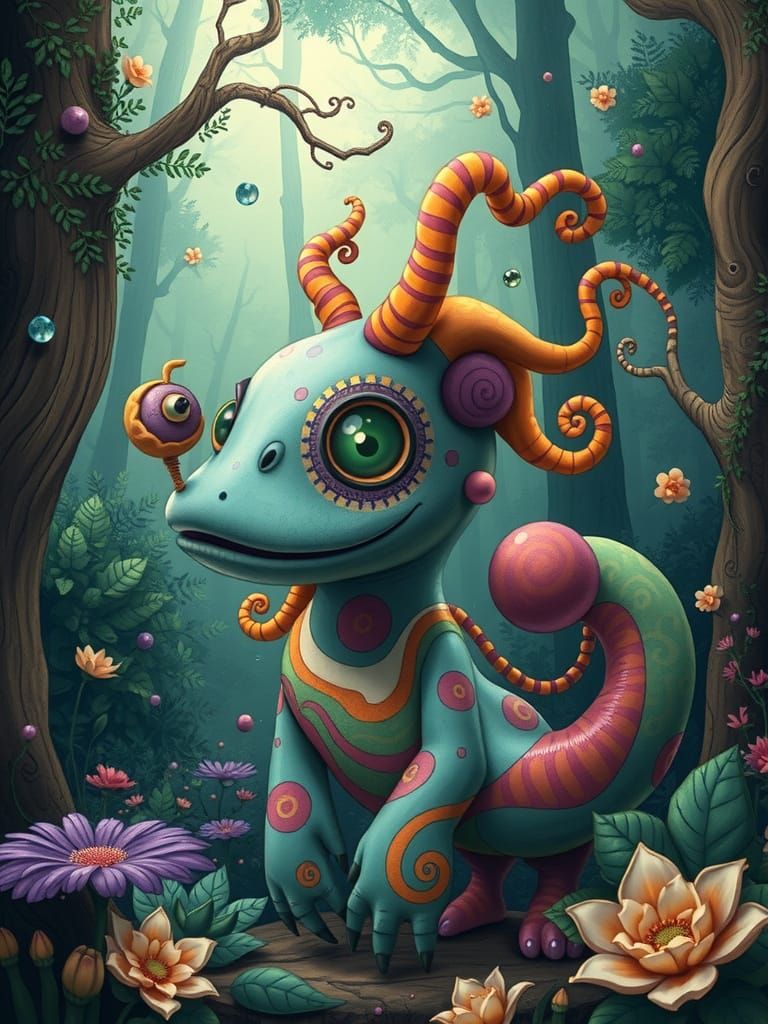 Whimsical Clizzlefoop in Mystical Forest, Fantasy Art