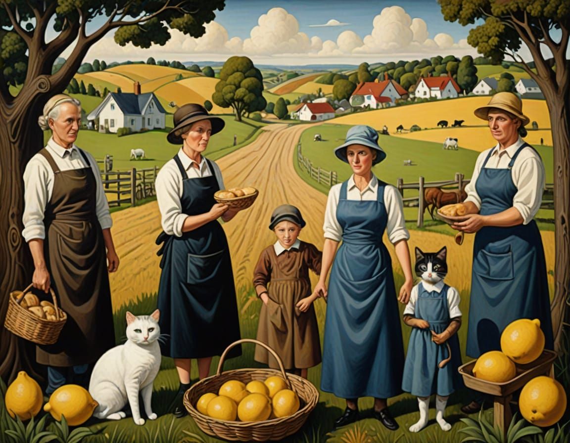 Surrealist Kitchen Scene as Detailed Oil Painting