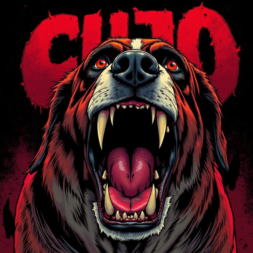 Rabid St. Bernard Dog in Liminal Space Horror Style