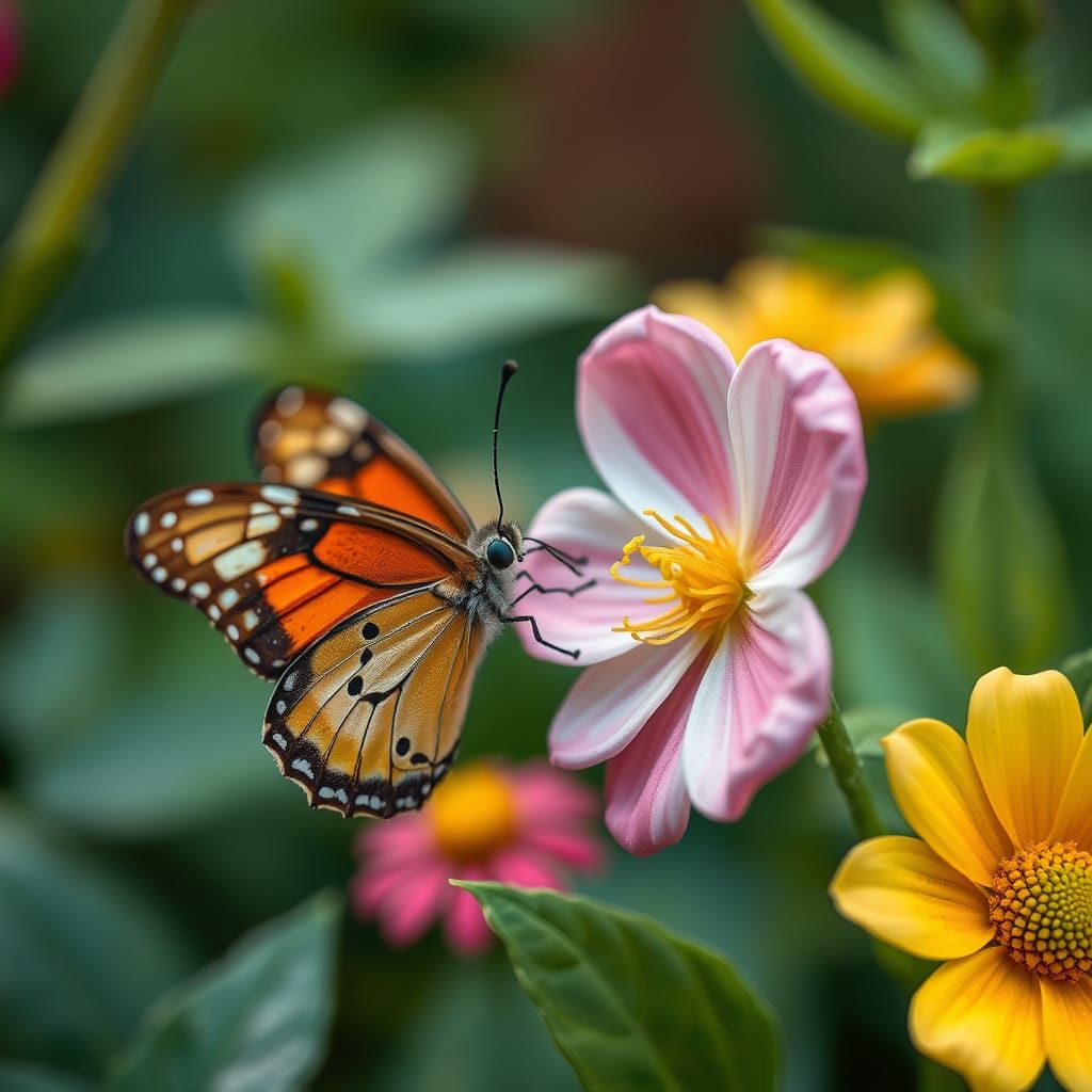 Butterfly's Confusion with Plastic Flower, Loish Style