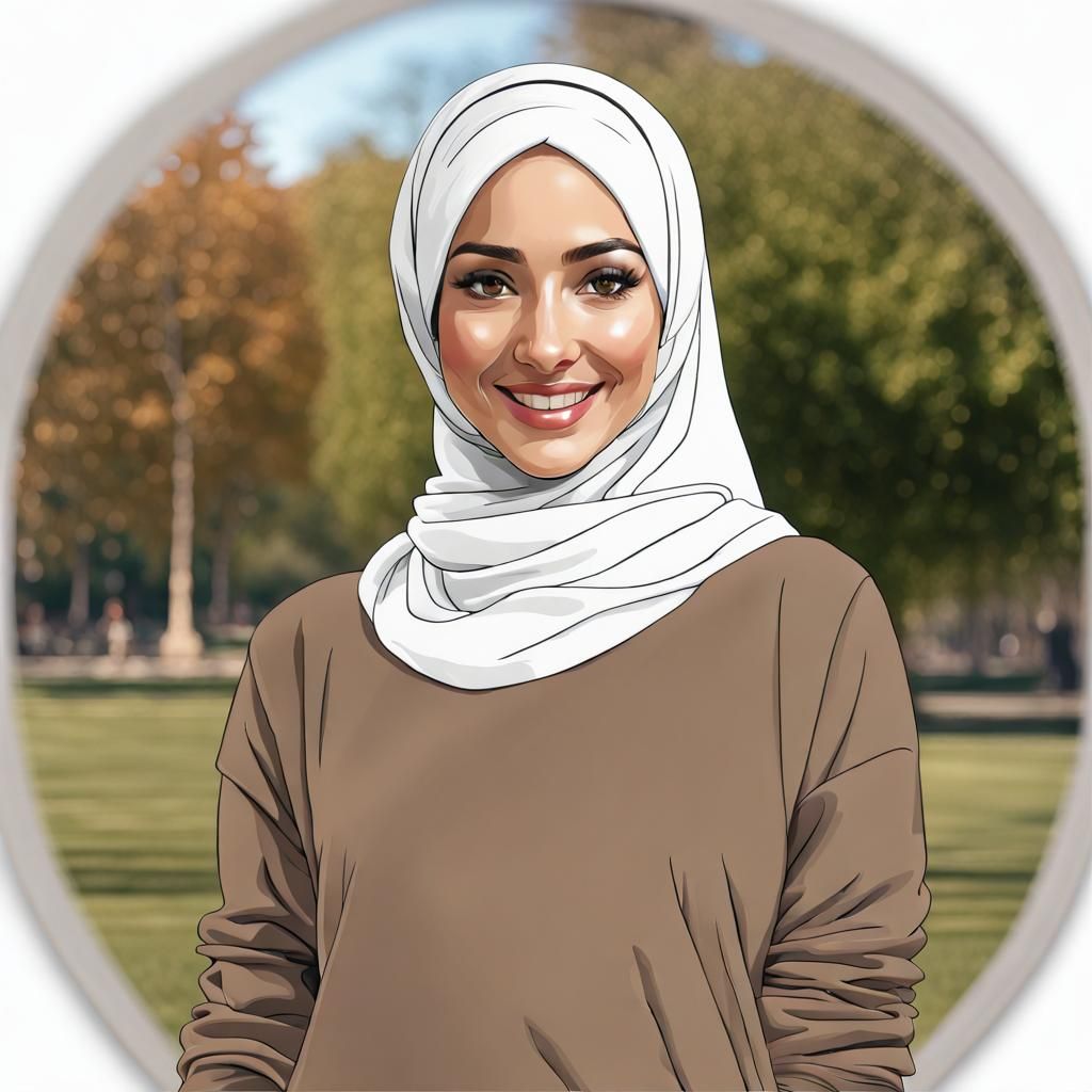 Beautiful Hijabi Woman Smiling in Park