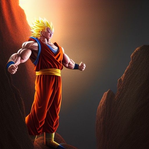 Dwayne Johnson as Super Saiyan 4 in Digital Art