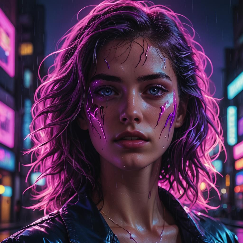 Synthwave Heart Devoured in Neon Cityscape