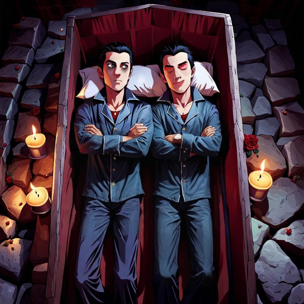 Contrasting Figures in a Dark Dreamscape