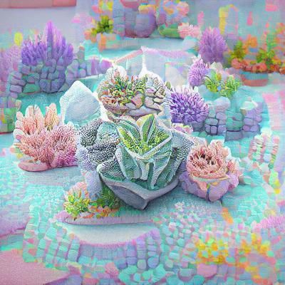 Pastel Crystal Succulent Garden in 3D