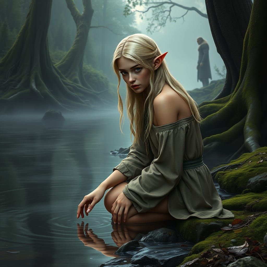 Contemplative Half-Elf by Misty River
