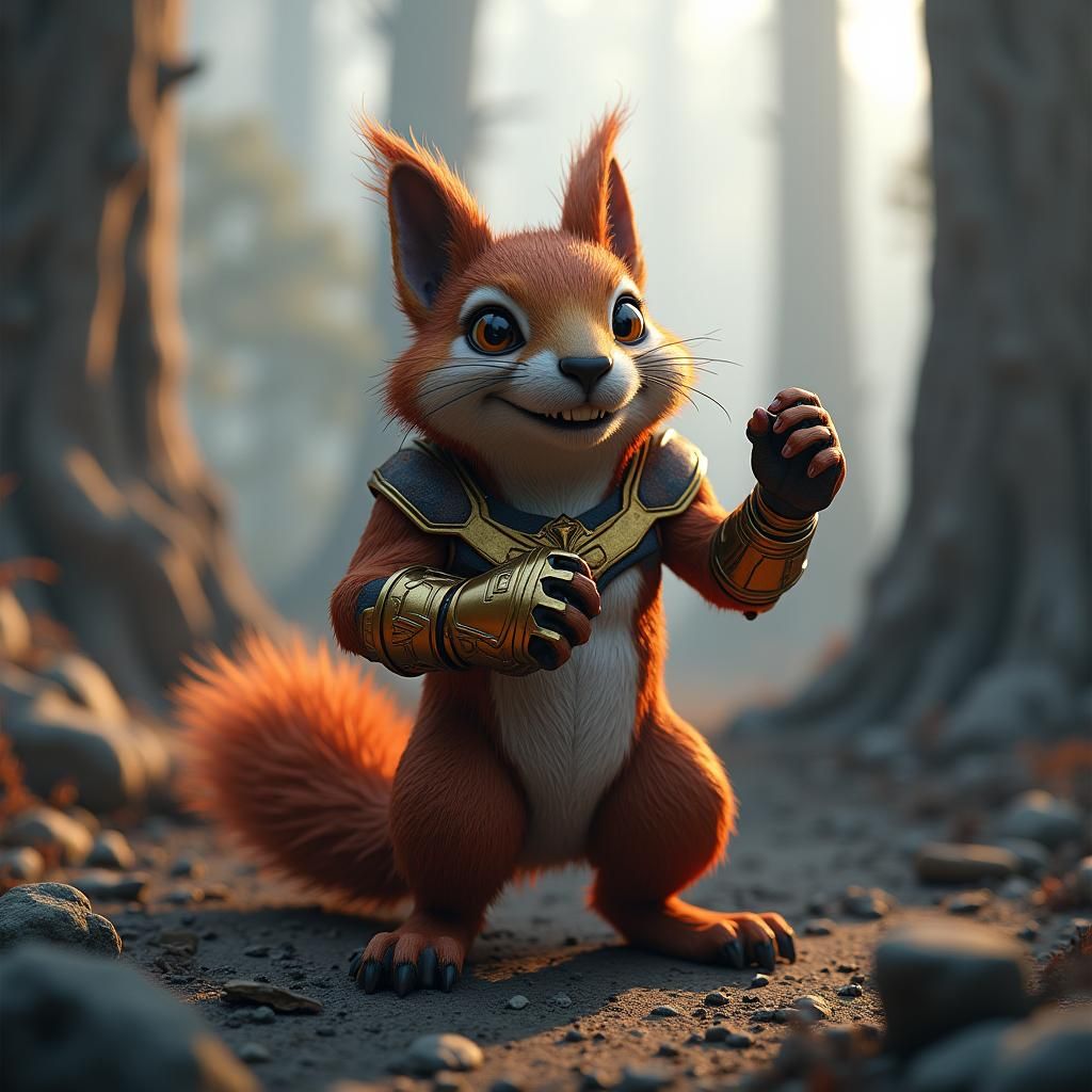 Auburn Squirrel as Thanos in Ruined Forest