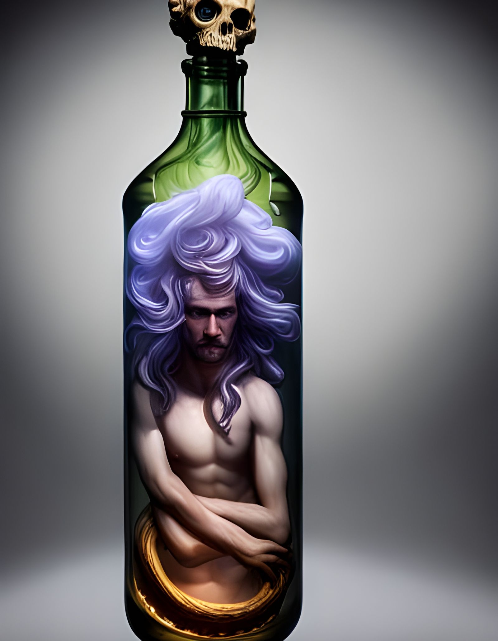 Mini Gorgon in Magic Bottle, Body Horror Art