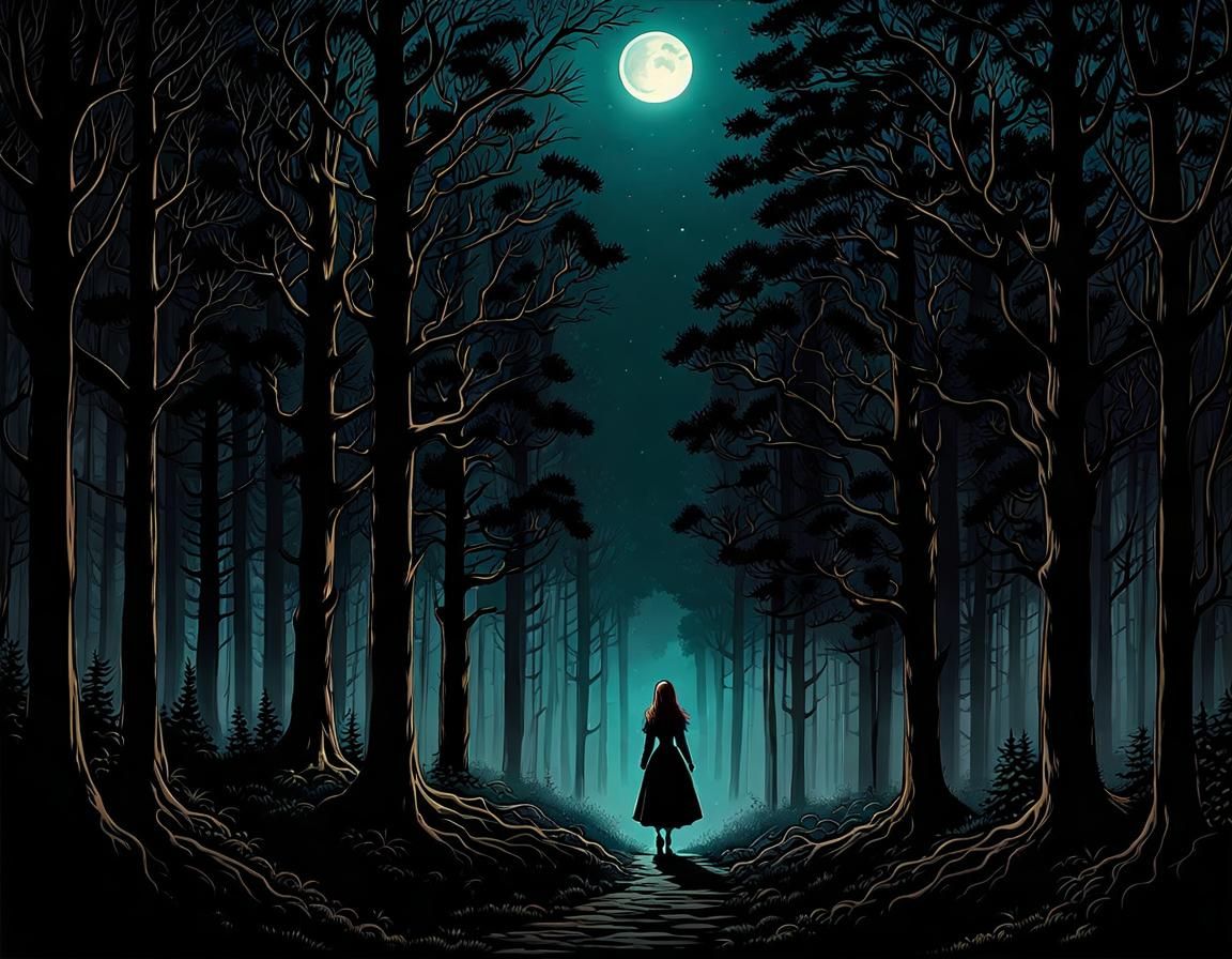 Enigmatic Forest Scene Inspired by Song Lyrics