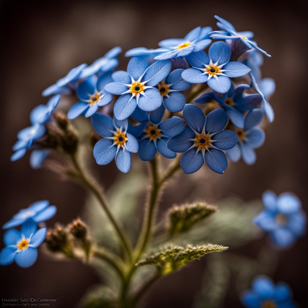 Hyperrealistic Forget Me Not Flower Close-Up