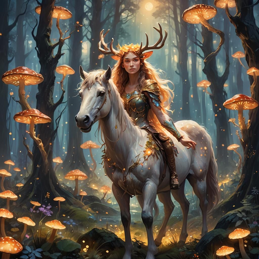 Female Centaur in Mystical Forest: Fantasy Concept Art