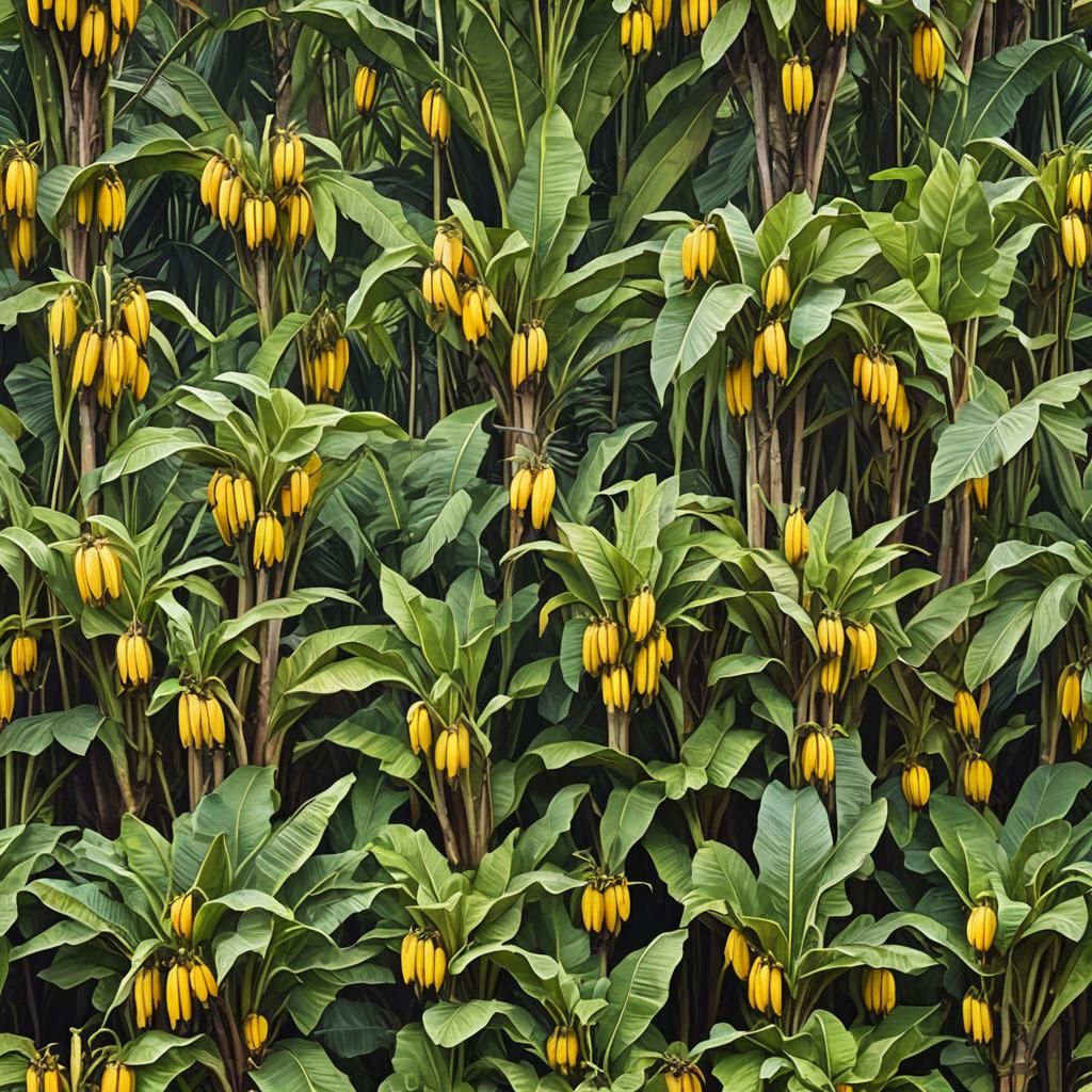 Lush Plantain Plantation in Earthy Surrealist Style