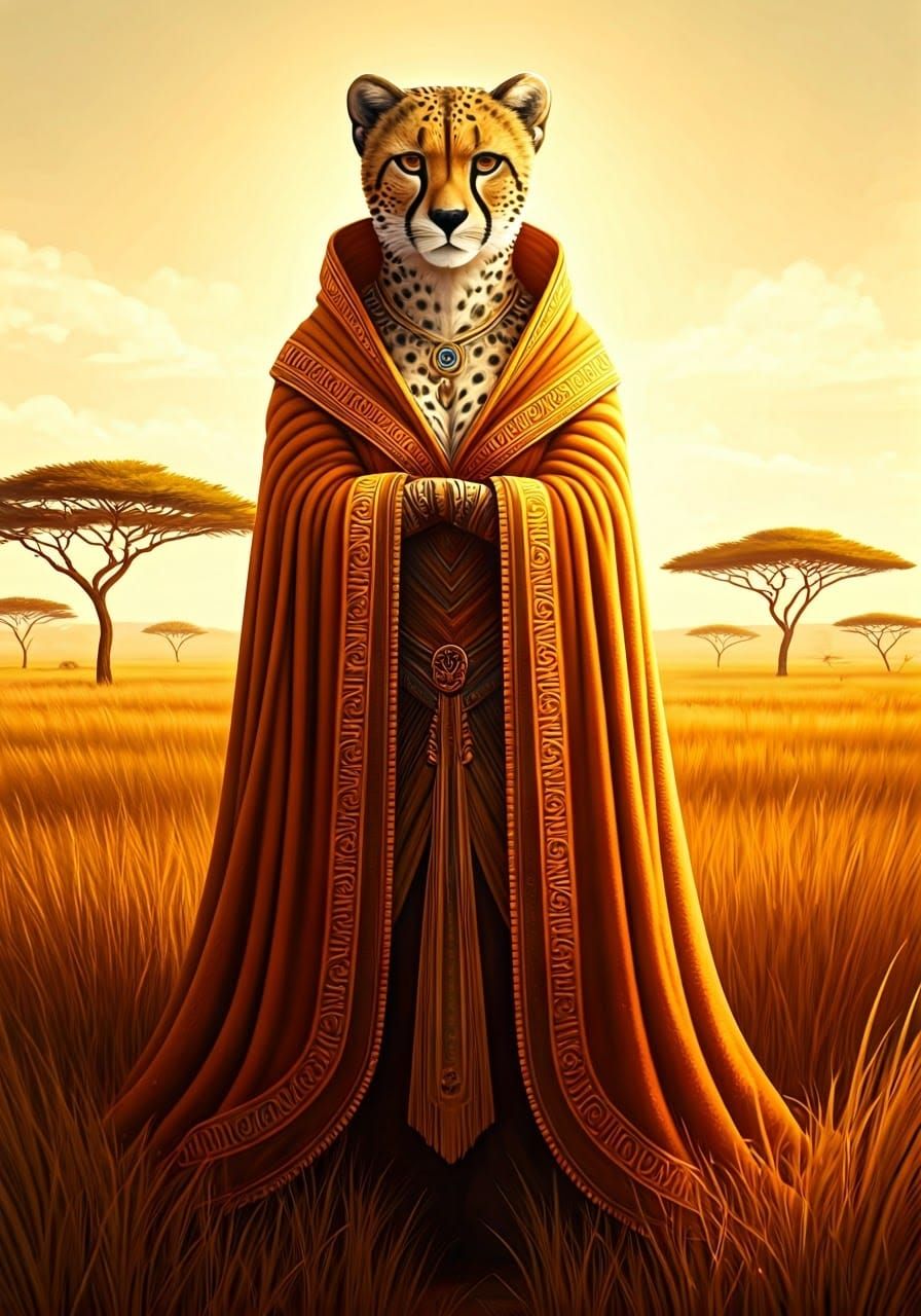 Regal Cheetah Queen in Golden Savannah