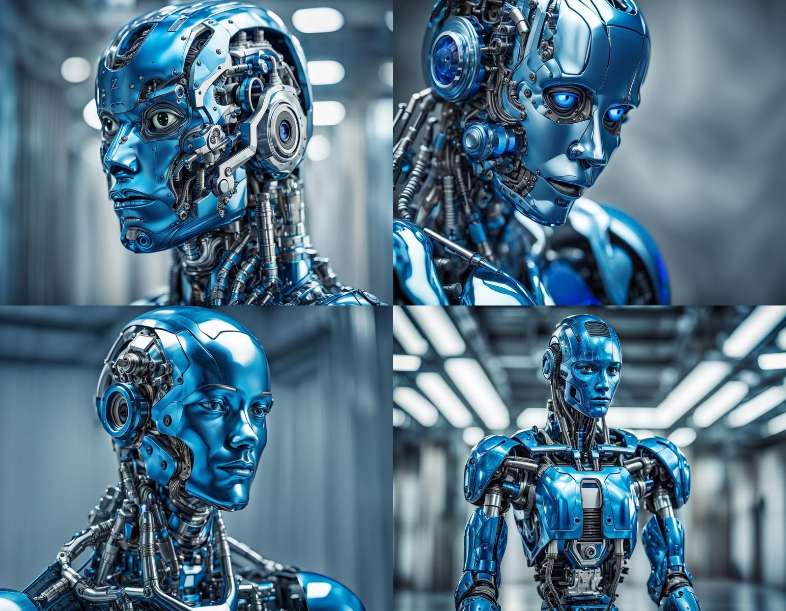 Futuristic Human-Robot Hybrid in Photorealistic Detail