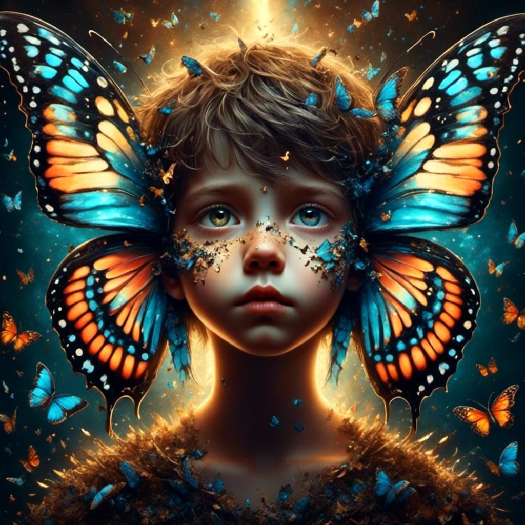 Boy with Butterfly Wings: Digital Art Masterpiece