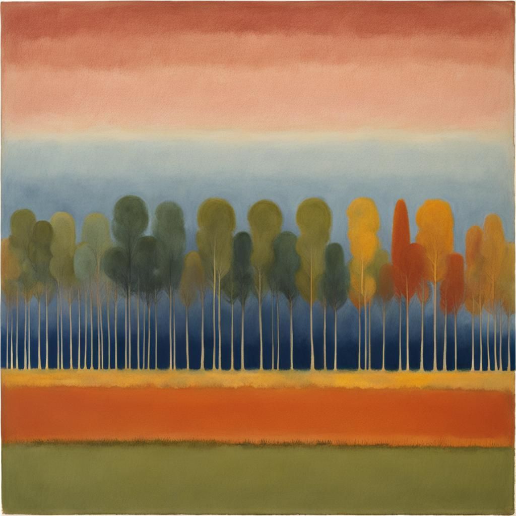 Abstract Treeline in Washed Color Fields