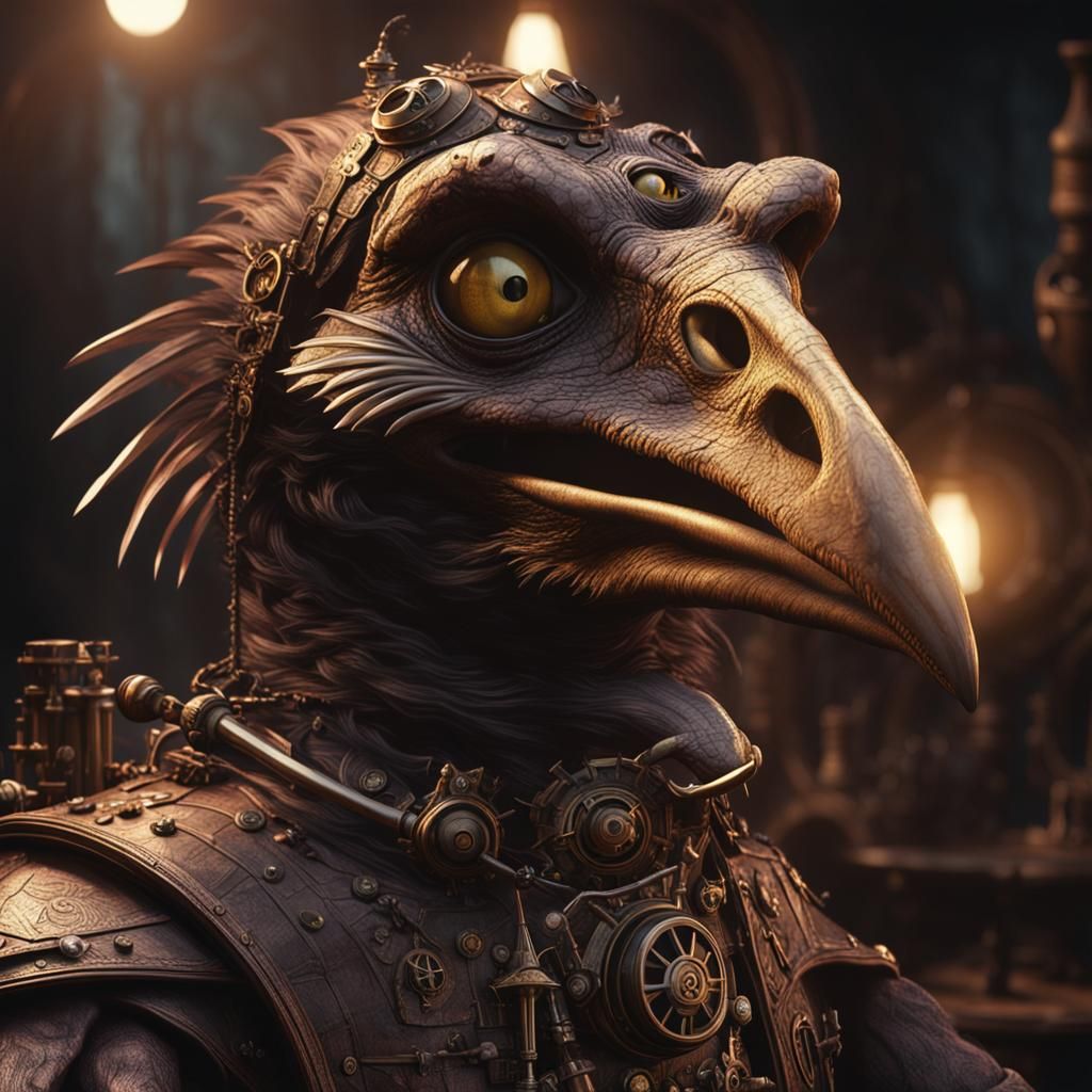 realistic 3d render of a skeksis, cinematic lighting,