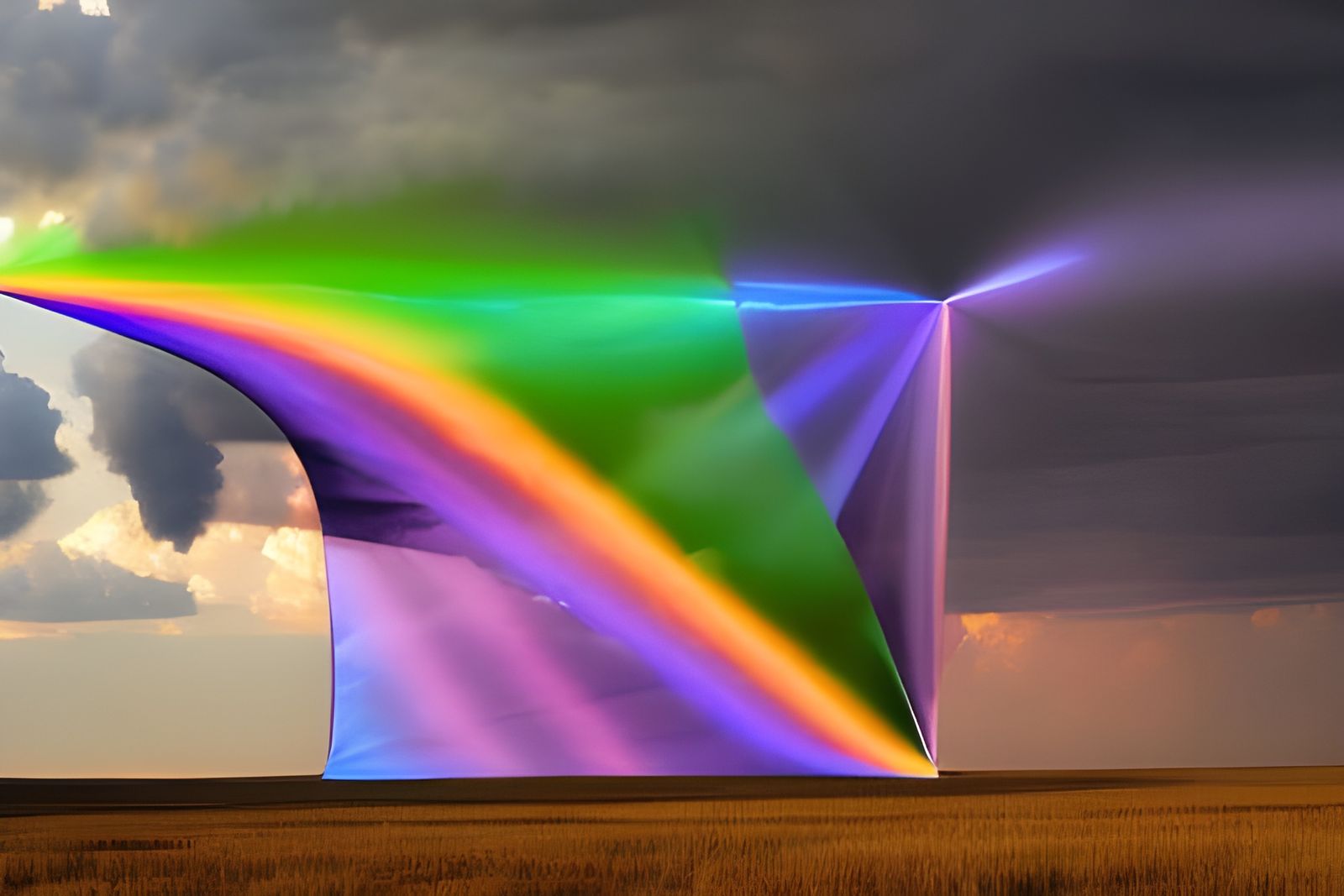 Rainbow Sphere Mirrored in Transparent Prism