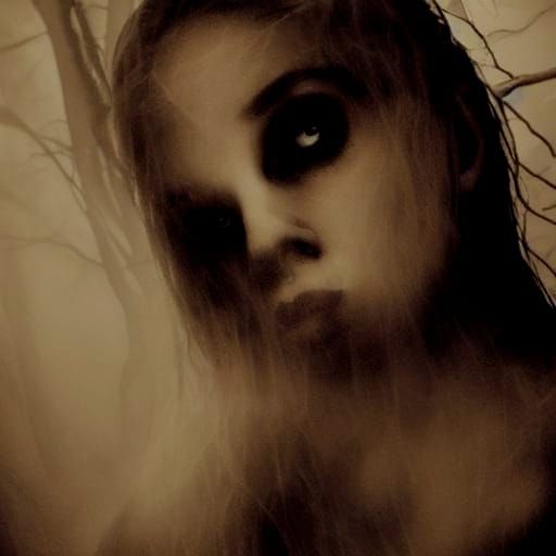 Ethereal Ghostly Portrait on Black Background