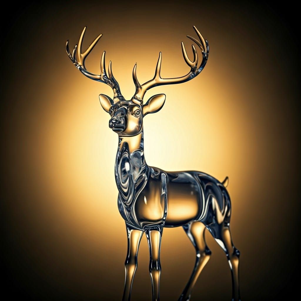 Enameled Glass Deer in Cinematic Lighting