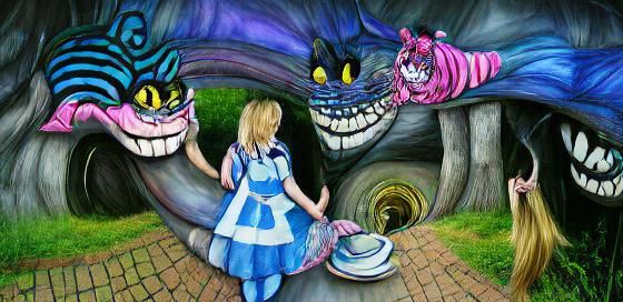 Alice and the Cheshire Cat in Vivid Color