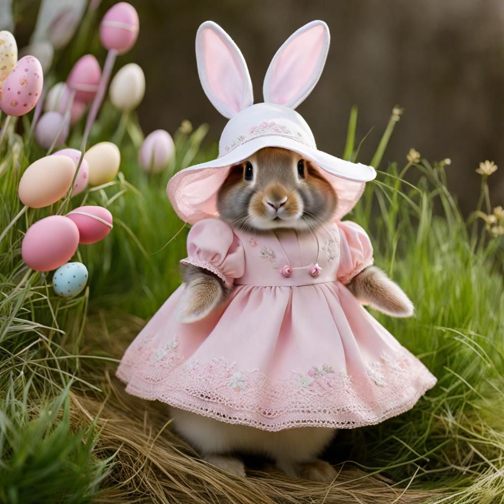 Chic Rabbit Model in Easter Fashion