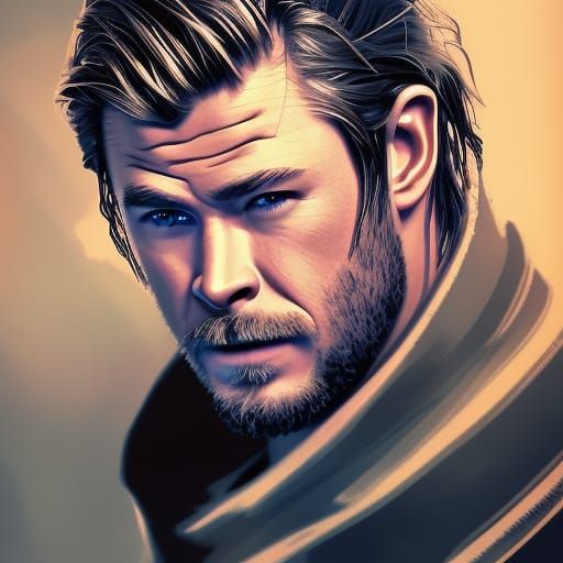 Detailed Portrait of Chris Hemsworth
