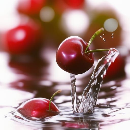 Cherry Splash Macro Shot with Bokeh