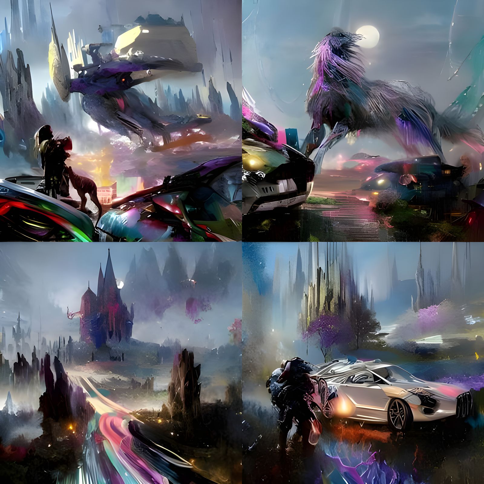 Ethereal Gothic Moonscape in Synthwave Aesthetic