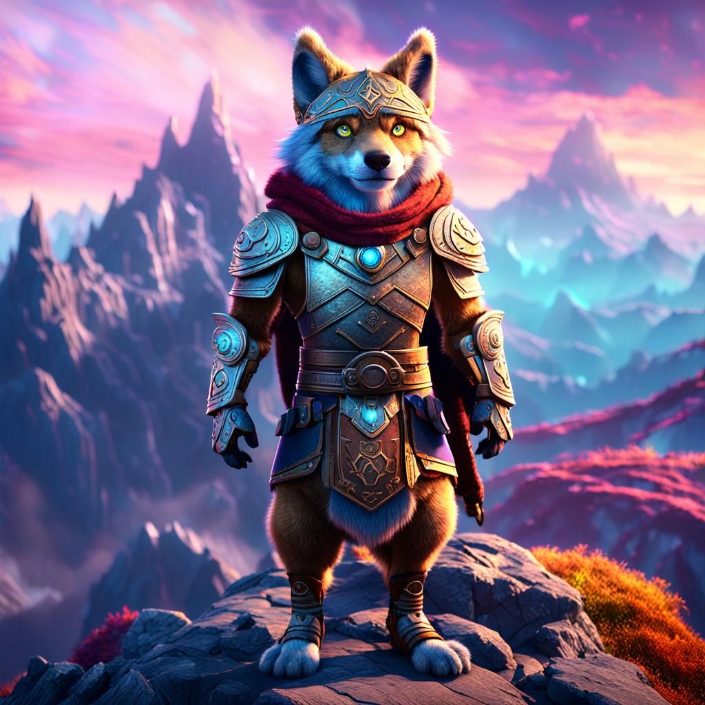 Primagen Furry Hero in Fantasy Landscape