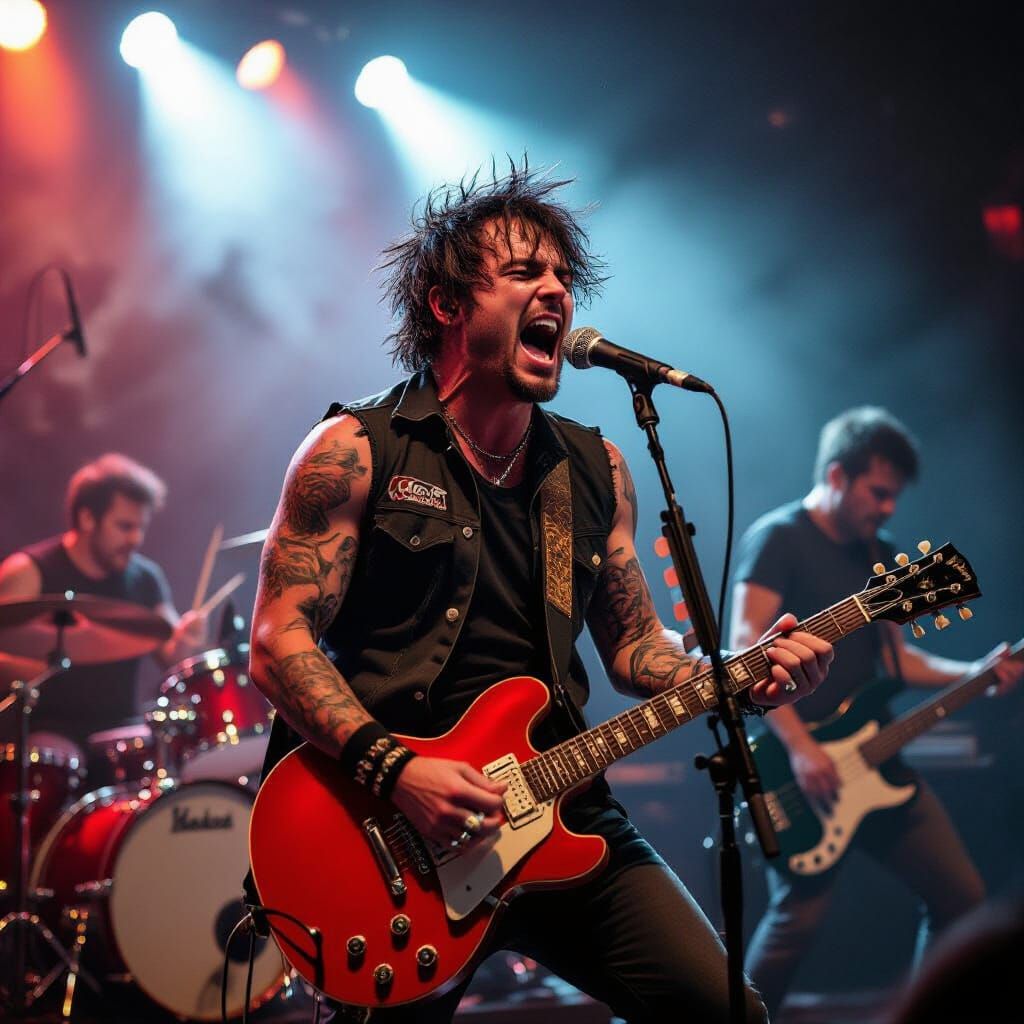 Punk Rock Concert: Gritty, Chaotic, High-Energy Scene