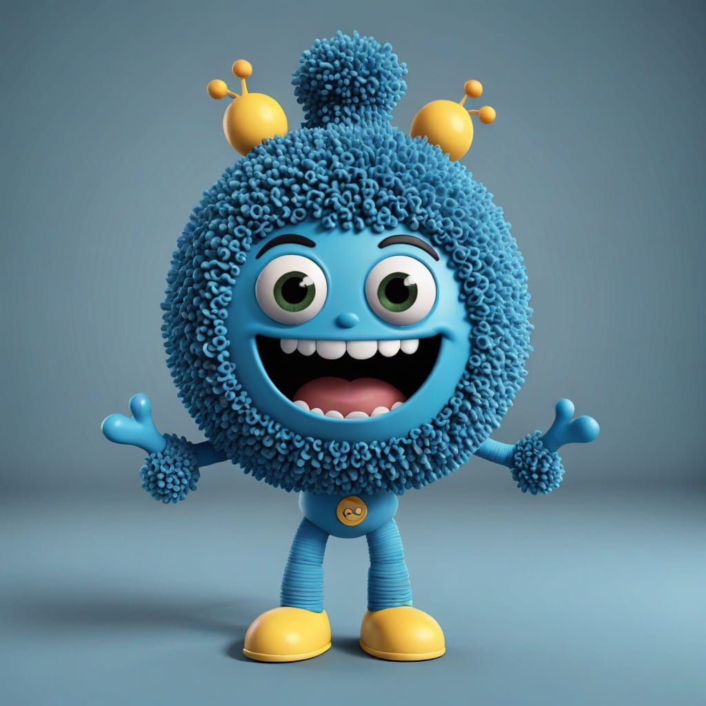 Cute 3D Blue Character Inspired by Yo Gabba Gabba