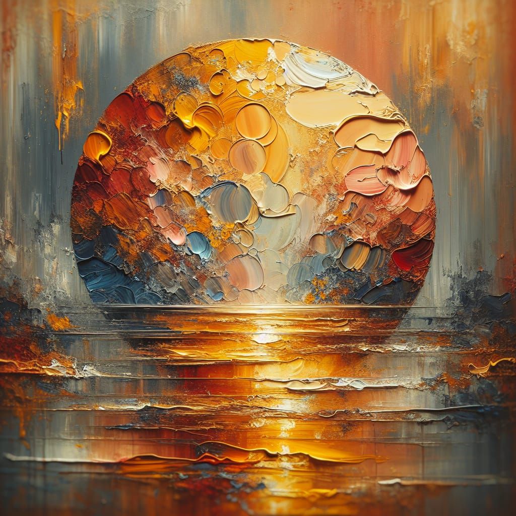 Radiant Abstract Oil Painting with Impasto Glaze