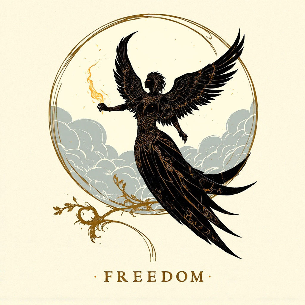 Elegant Bird in Flight: Art Nouveau Style