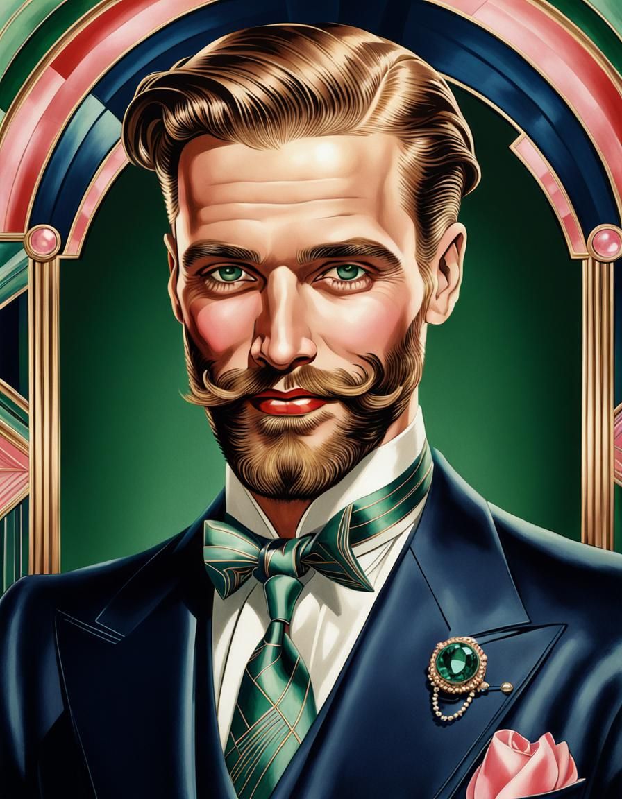 Elegant Man with Vintage Accessories in Art Deco Style