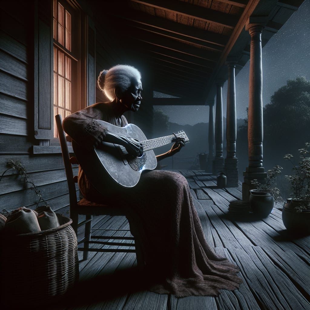 Mother Abigail playing guitar