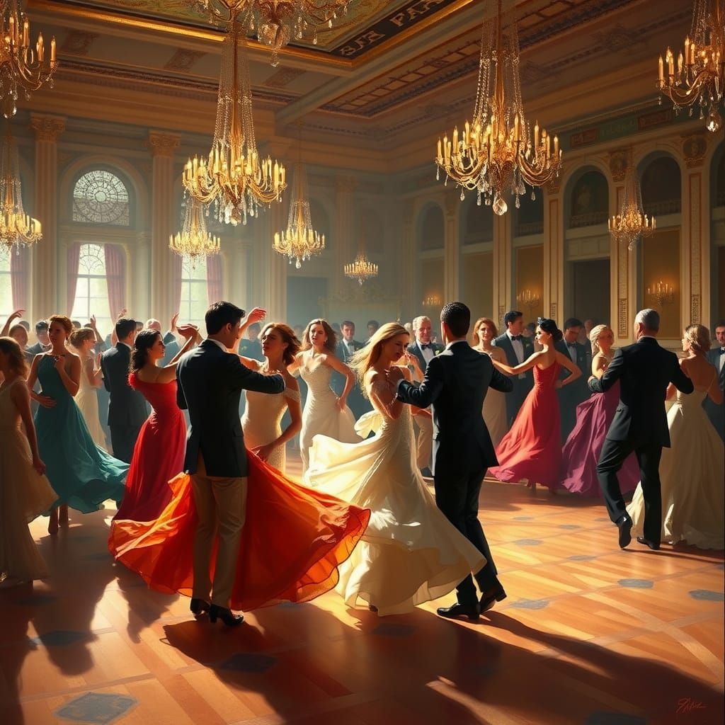 Elegant Ballroom Dancers in Classical Style