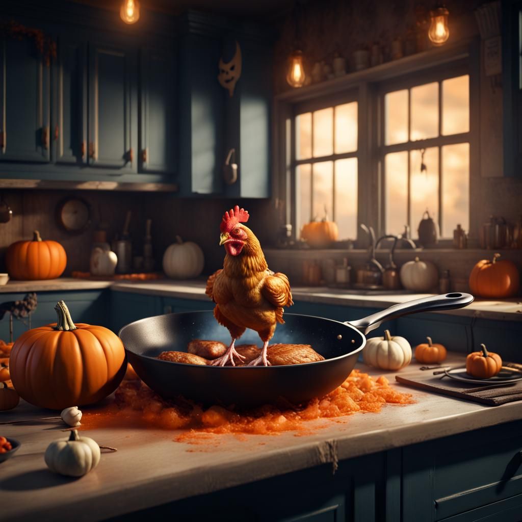 Halloween Kitchen: Roasted Chicken Matte Painting