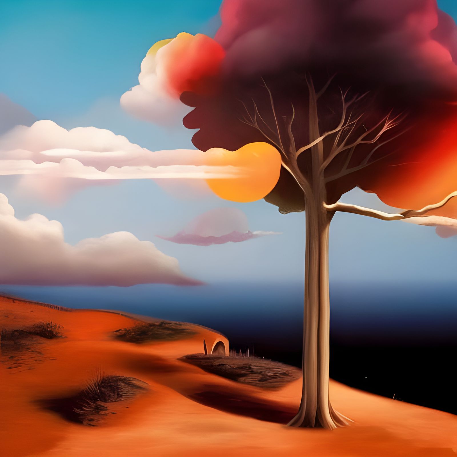 Surreal Melting Landscape in Oil Paint Style