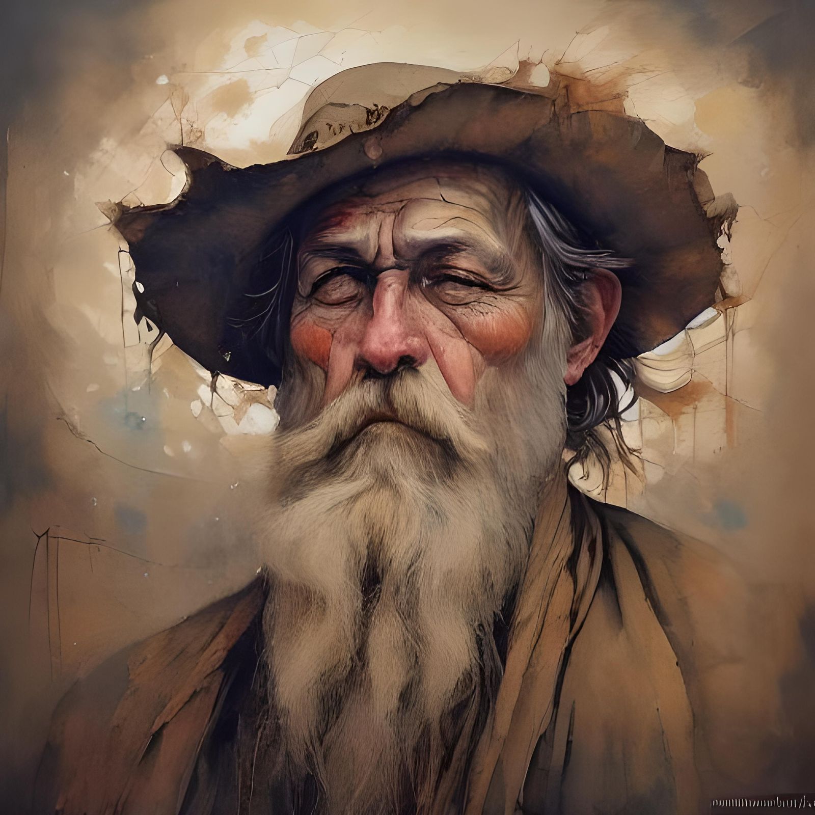 Expressive Portrait of Bald Man in Grand Hall