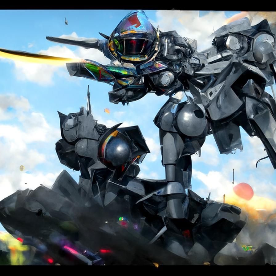 Hi-Tech Mecha Knight in Space Battle