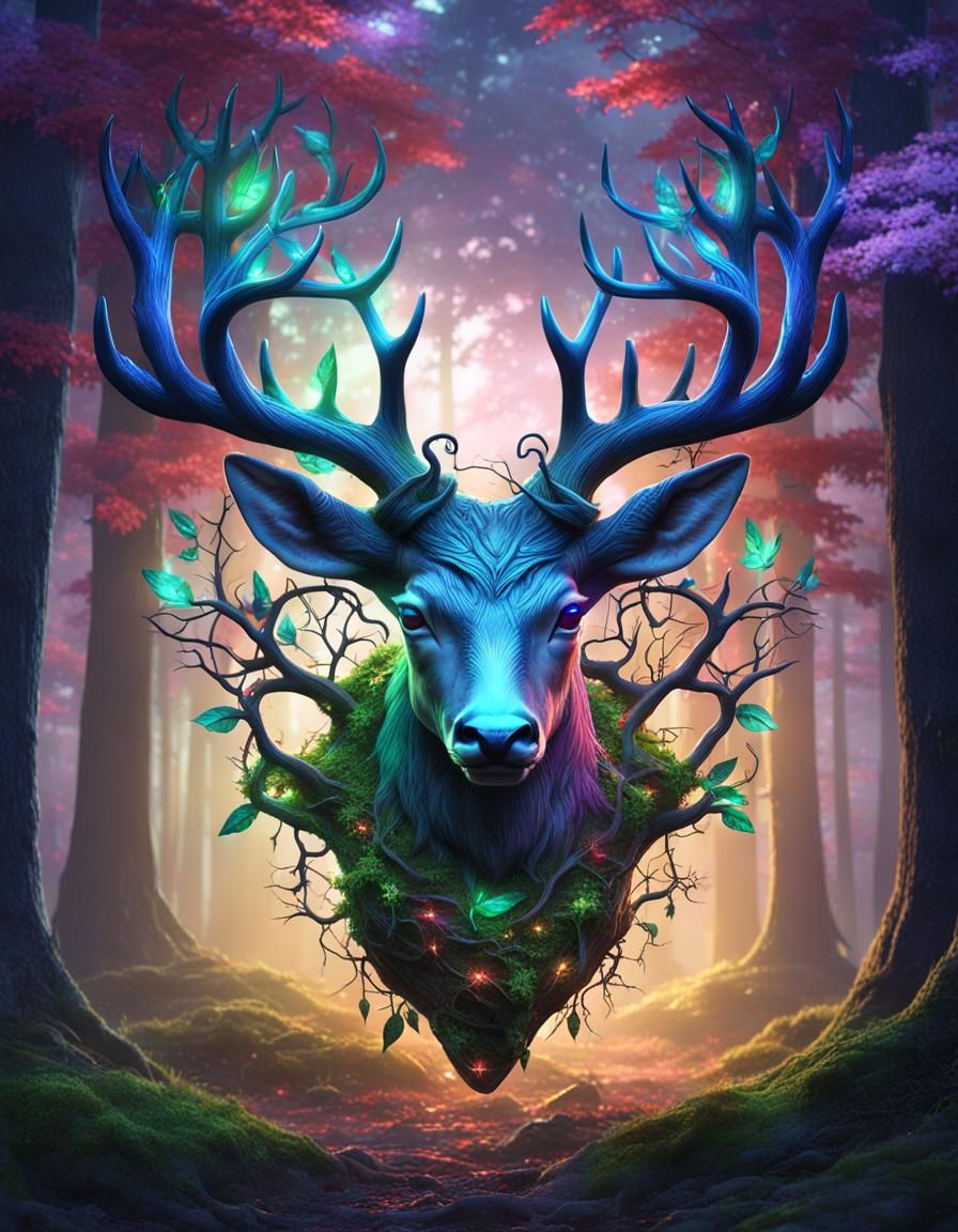 Enchanted Deer Head Tree of Life