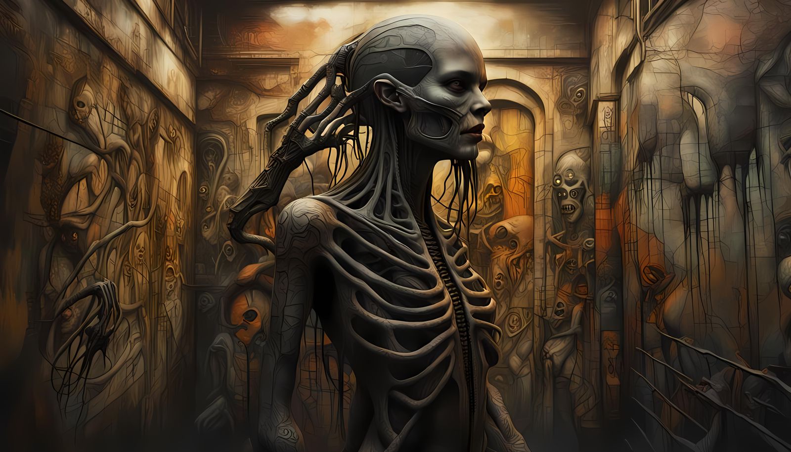 Creepy Double Exposure Graffiti Art: Hyperrealistic Female