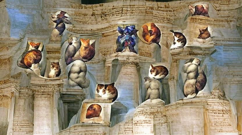 Pantheon of Cat Gods in Renaissance Style