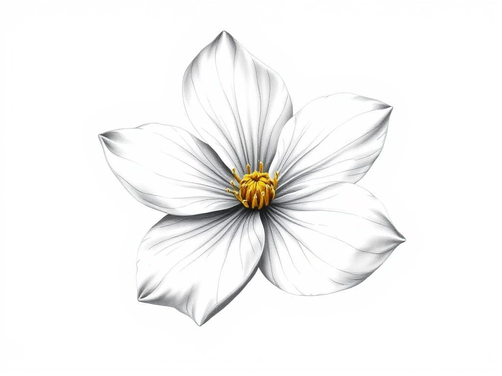 Hyper-Realistic Jasmine Flower in Charcoal Pencil Drawing